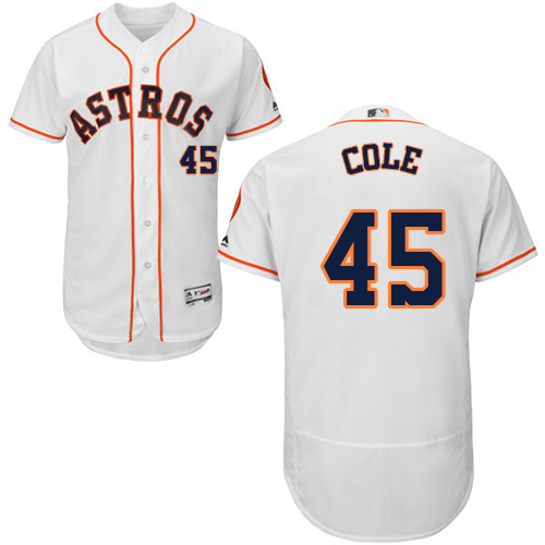 Astros #45 Gerrit Cole White Flexbase Authentic Collection Stitched MLB Jersey - Click Image to Close